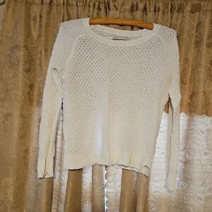 White Textured Knit Sweater